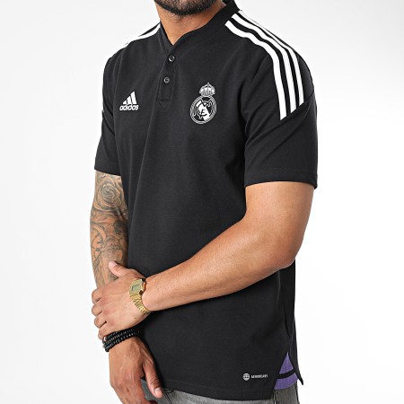 Adidas Sportswear - Pantaloncini da Polo Real Madrid con strisce HA2605 Nero