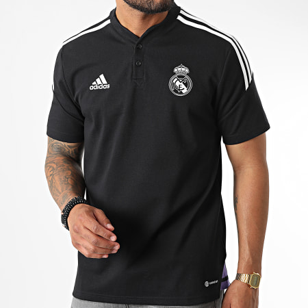 Adidas Performance - Real Madrid Polo de manga corta a rayas HA2605 Negro