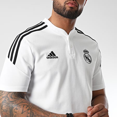 Adidas Sportswear - Polo A Manches Courtes A Bandes Real Madrid HA2605 Blanc