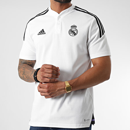 Adidas Sportswear - Polo Real Madrid a maniche corte con strisce HA2605 Bianco
