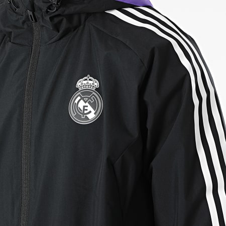 Adidas Performance - Real Madrid HA2607 Chaqueta con cremallera a rayas Negro