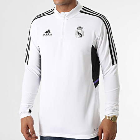Adidas Performance - Camiseta Manga Larga Cuello Cremallera Real Madrid HA2582 Blanca
