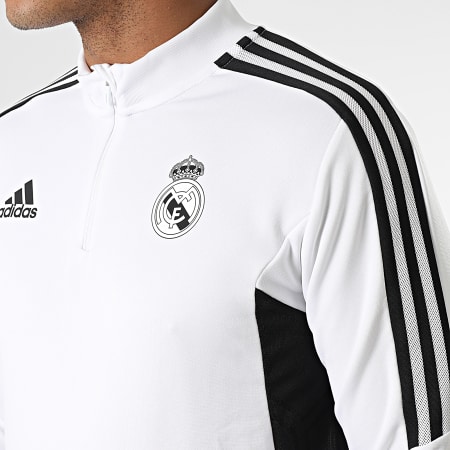 Adidas Sportswear - T-shirt Col Zippé A Manches Longues Real Madrid HA2582 Blanc