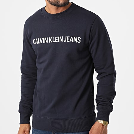 Calvin Klein - Core Institutional Sudadera de cuello redondo 7757 Azul marino
