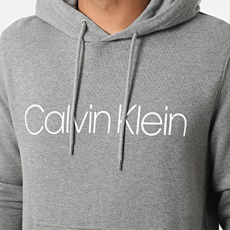 Calvin Klein - Felpa con cappuccio in cotone e logo 4060 grigio scuro