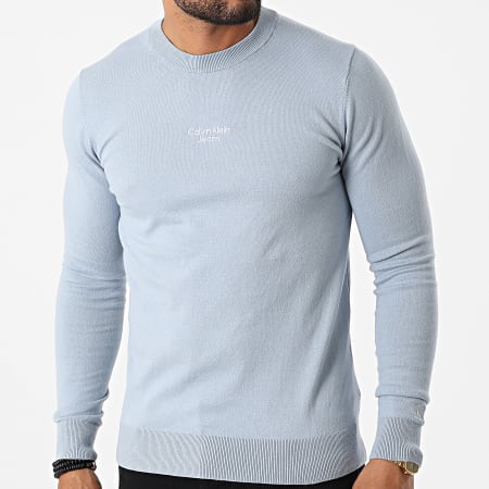 Calvin Klein - Pullover con logo impilato 0618 Azzurro