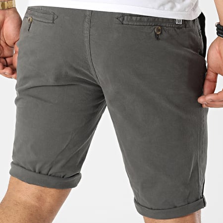 Paname Brothers - Pantalones cortos chinos ajustados Bary Gris Carbón