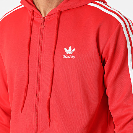Adidas Originals - Felpa con cappuccio e zip HB9513 Rosso