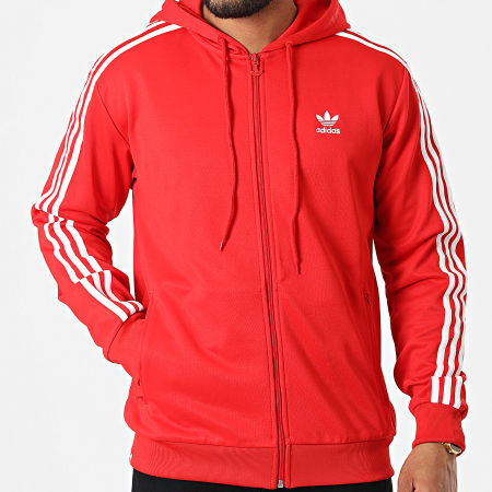 Adidas Originals - Felpa con cappuccio e zip HB9513 Rosso