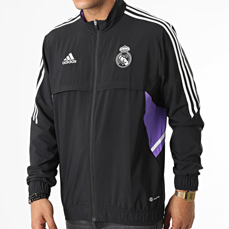 Adidas Sportswear - Giacca con zip a righe Real Madrid HA2595 Nero