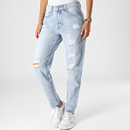 Girls Outfit - Jeans boyfriend da donna B1599 lavaggio blu
