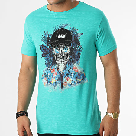 Classic Series - T-shirt Turquoise Chiné Floral