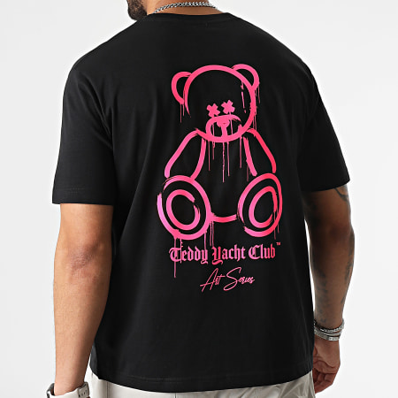 Teddy Yacht Club - Oversize Camiseta Large Art Series Rotulador Negro Rosa Fluo