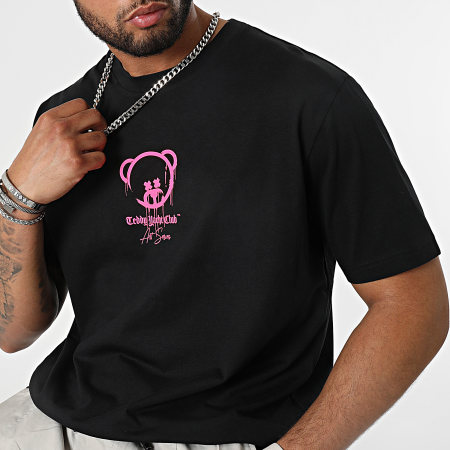 Teddy Yacht Club - Tee Shirt Oversize Large Art Series Marker Noir Rose Fluo