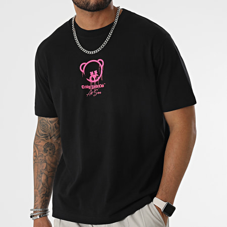 Teddy Yacht Club - Oversize Camiseta Large Art Series Rotulador Negro Rosa Fluo