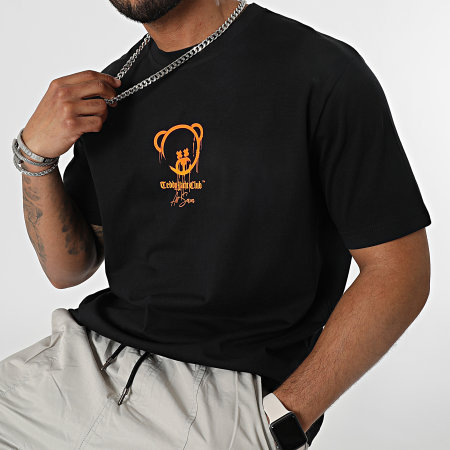 Teddy Yacht Club - Tee Shirt Oversize Large Art Series Marker Noir Orange Fluo