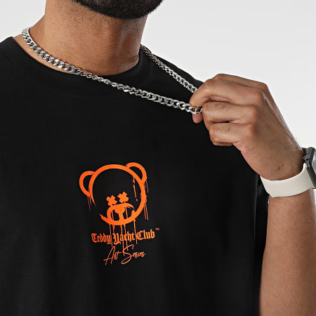 Teddy Yacht Club - Oversize Camiseta Large Art Series Rotulador Negro Naranja Fluo