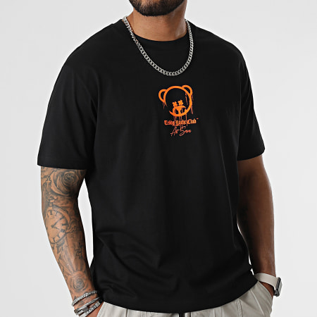 Teddy Yacht Club - Oversize Camiseta Large Art Series Rotulador Negro Naranja Fluo