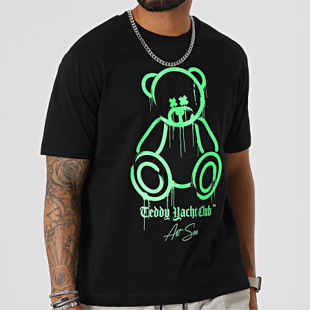 Teddy Yacht Club - Oversize Camiseta Large Art Series Front Marker Negro Verde Fluo