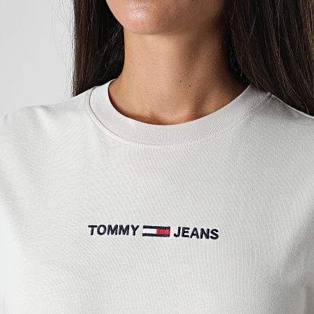 Tommy Jeans - Camiseta de mujer Linear Logo 0057 Beige