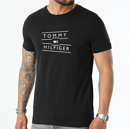 Tommy Hilfiger - Tee Shirt Taping Stacked Logo 7097 Noir