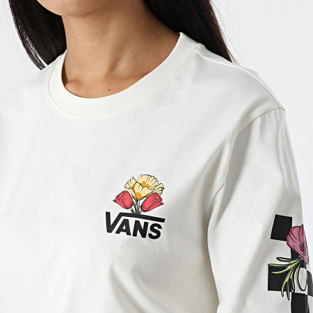 Vans - Tee Shirt Manches Longues Femme Poppy Check Beige