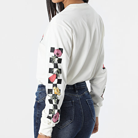Vans - T-shirt donna a maniche lunghe Poppy Check Beige