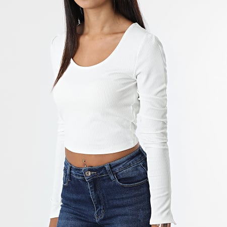 Vero Moda - Tee Shirt Manches Longues Femme Crop Mimi Blanc