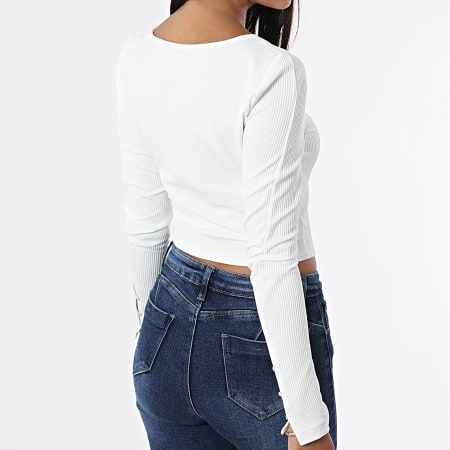 Vero Moda - Tee Shirt Manches Longues Femme Crop Mimi Blanc