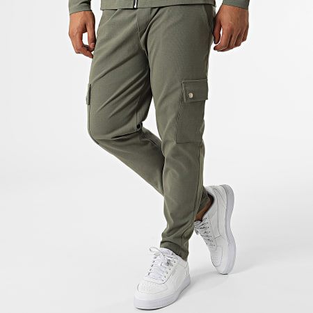 Aarhon - 22019-22018 Set giacca con zip e pantaloni da jogging verde cachi