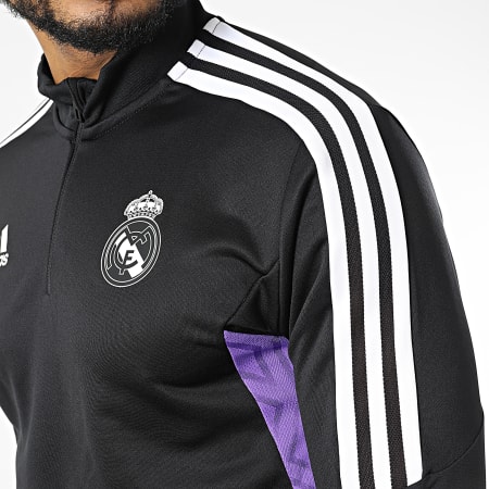 Adidas Sportswear - Tee Shirt Manches Longues Col Zippé HA2581 Real Madrid Noir