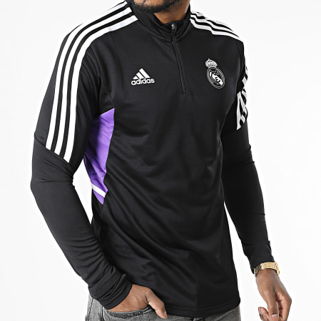 Adidas Sportswear - Tee Shirt Manches Longues Col Zippé HA2581 Real Madrid Noir