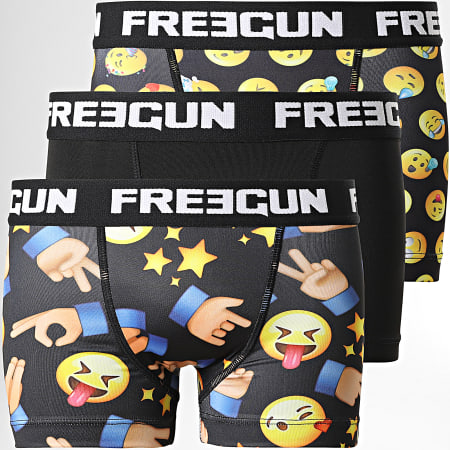 Freegun - Set di 3 boxer per bambini con stampa nera