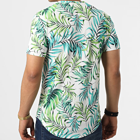 Frilivin - Tee Shirt Oversize Floral Blanc Vert