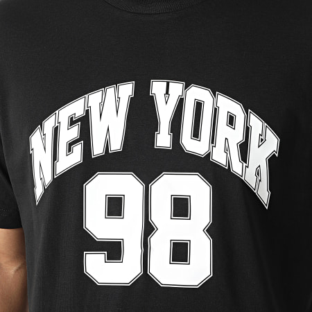 Luxury Lovers - Oversize Camiseta College New York Negro Blanco