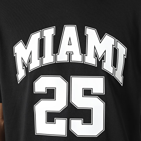 Luxury Lovers - Oversize Camiseta College Miami Negro Blanco