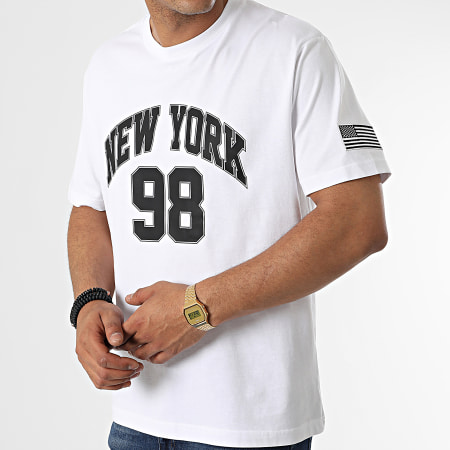 Luxury Lovers - Oversize Camiseta College New York Blanco Negro