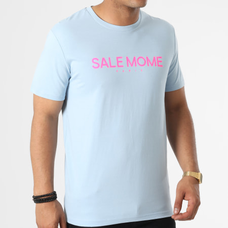 Sale Môme Paris - Tee Shirt Lapin Bleu Ciel Rose Fluo