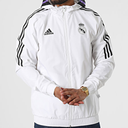 Adidas Sportswear - Giacca a vento con cappuccio Real Madrid HA2608 Bianco