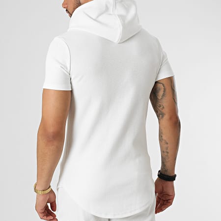John H - PP50-DD50 Set di maglietta bianca con cappuccio e pantaloncini da jogging