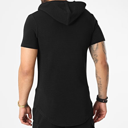 John H - Conjunto de camiseta con capucha y pantalón corto PP62-DD62 Negro