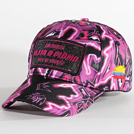 Skr - Cappello rosa flash con stampa Plata O Plomo