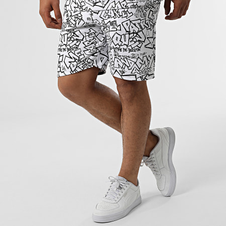 Skr - Set di maglietta e pantaloncini da jogging con stampa PTRN e strass bianchi