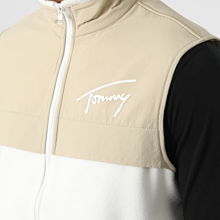 Tommy Jeans - Veste Zippée Sans Manches Polaire Mix Media 4093 Beige Blanc