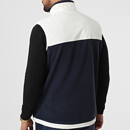 Tommy Jeans - Mix Media 4093 Giacca con zip in pile senza maniche blu navy e bianca
