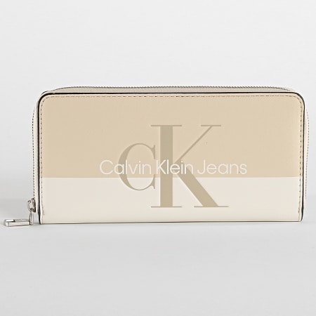 Calvin Klein - Portafoglio donna con zip scolpita 9817 Beige