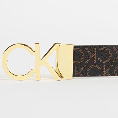 Calvin Klein - Cinturón Reversible Ajustable Nuevo Mono 0075 Marrón