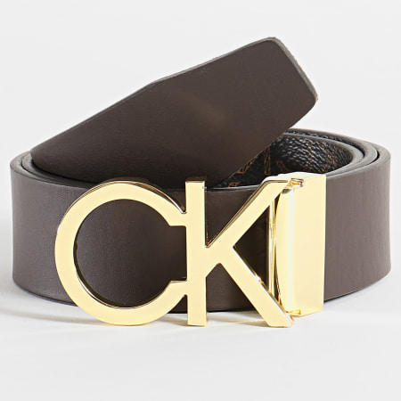 Calvin Klein - Cinturón Reversible Ajustable Nuevo Mono 0075 Marrón