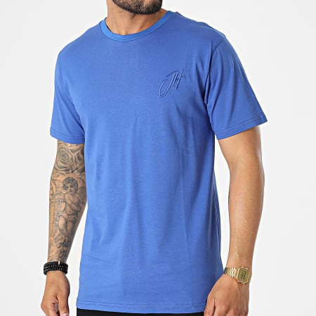 John H - Relaxed Fit Camiseta T8812 Azul Real