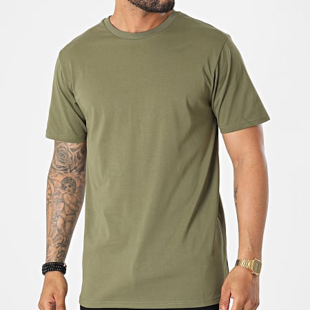 John H - Relaxed Fit T8812 Camiseta Verde Caqui